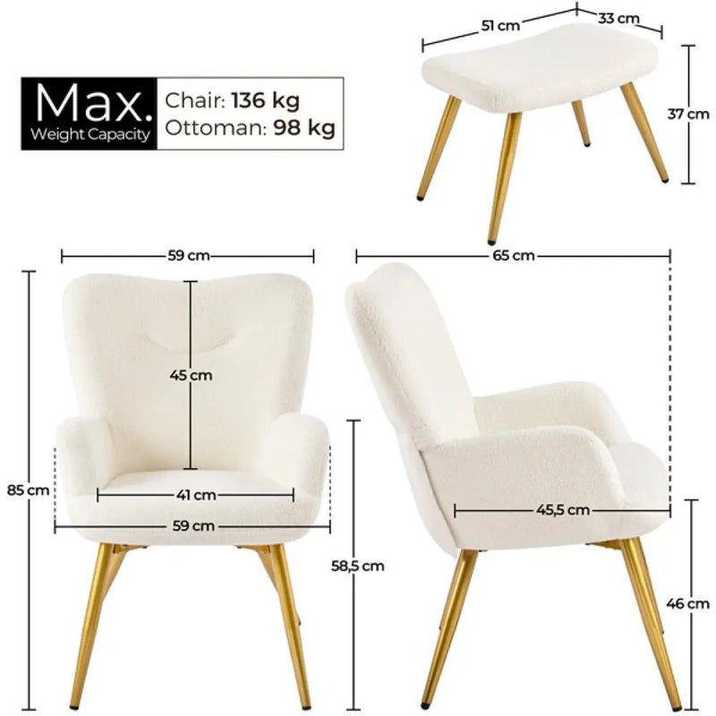 Boucle Accent Chair and Ottoman by Yaheetech
