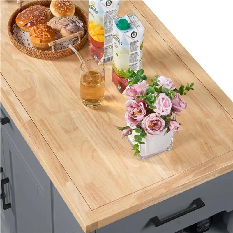 Wooden Kitchen Island Kitchen Cart Kitchen Trolley by Yaheetech