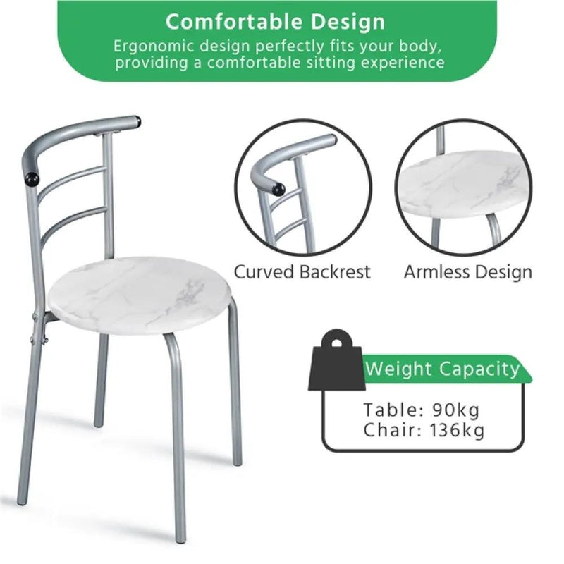 Space Saving Dining Table Set Modern Round Dining Table Set for 2 by Yaheetech