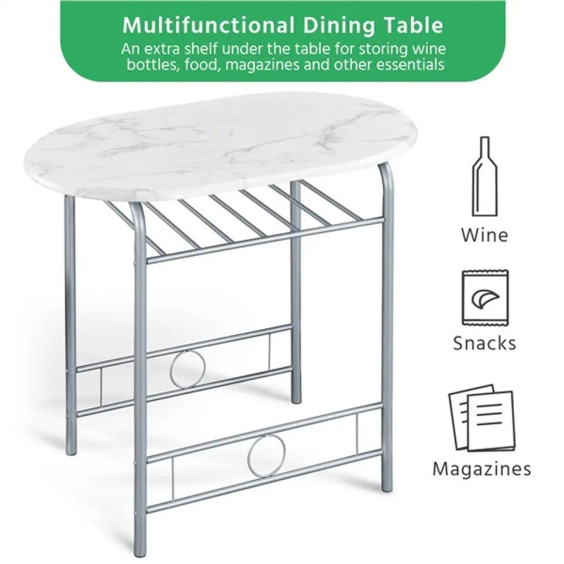 Modern Dining Set 1X Table + 2 Chairs by Yaheetech