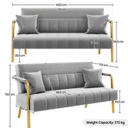 Yaheetech Upholstered Sofa Couch with Gold-tone Metal Arms and Legs Upholstered Sofa Couch with Gold-tone Metal Arms and Legs