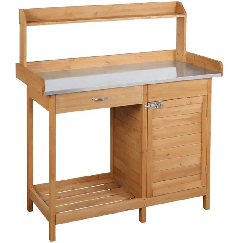 Outdoor Garden Potting Bench Table Work Bench Metal Tabletop by Yaheetech