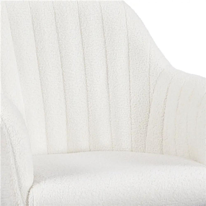 Modern Boucle Desk Chair Computer Chair Computer Chair Ivory by Yaheetech
