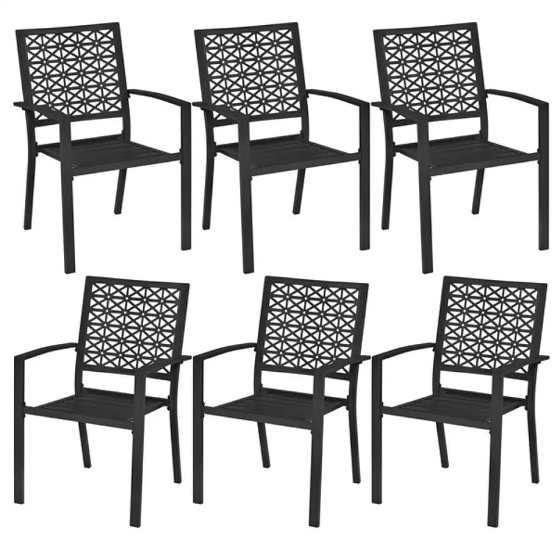Set of 2 Outdoor Patio Dining Chairs with Armrests Modern Steel Bistro Chairs by Yaheetech