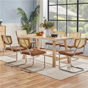 6PCS Mid-Century Modern Dining Chairs with Mesh Rattan Back by Yaheetech