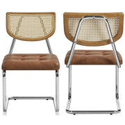 6PCS Mid-Century Modern Dining Chairs with Mesh Rattan Back by Yaheetech
