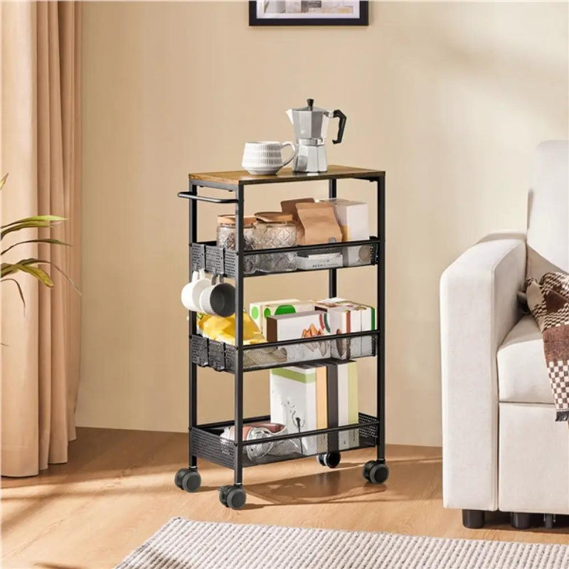 4-Tier Storage Trolley Kitchen Trolley by Yaheetech