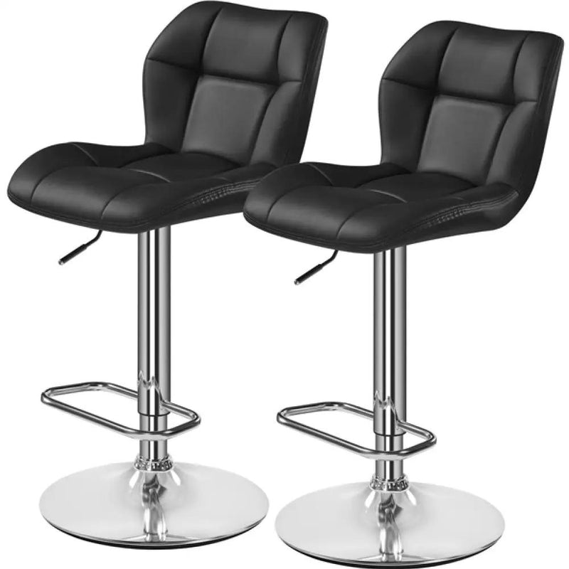 2PCS Adjustable Bar Stool Modern Faux Leather Swivel Bar Chair by Yaheetech