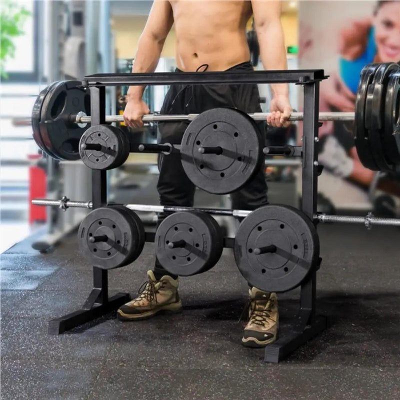 3 Tier Dumbbell Barbell Rack Weight Plate/Bar Storage Holder by Yaheetech