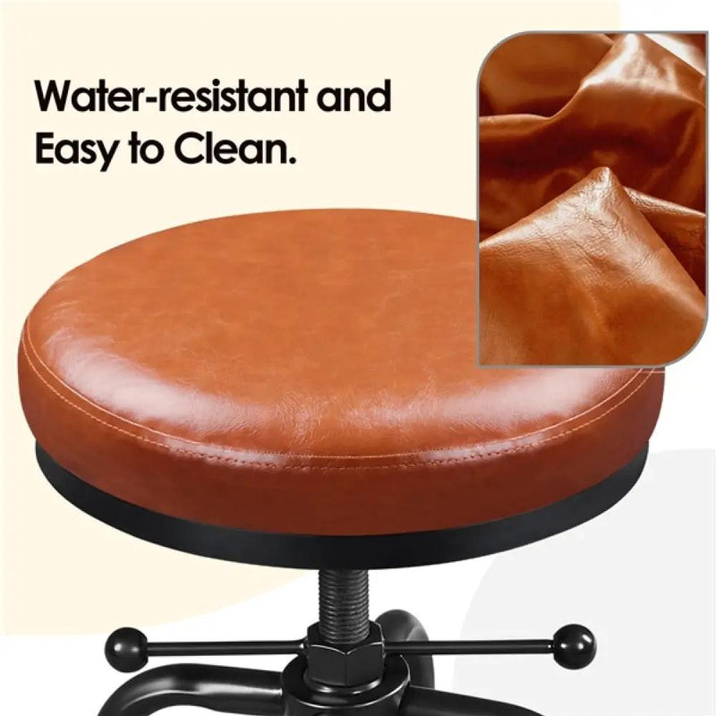 Vintage Industrial Bar Stool Rustic Swivel Bar Stool Round Faux Leather Metal Stool by Yaheetech