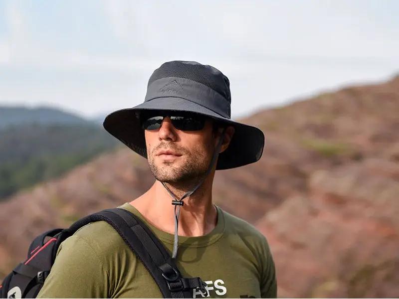 9073GREY Sun HatS Wide Brim Bucket Outdoor Fishing Hiking Cap UV Protection by dealonline.co.nz