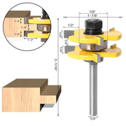 Tongue and Groove Router Bit Set 1/4'' Shank T-type Woodwork Milling Cutter 3pcs by salelink.co.nz