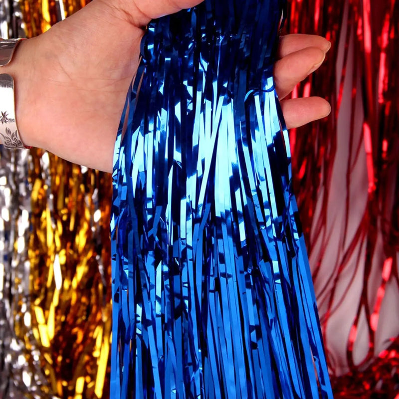 Metallic Tinsel Curtain Foil Backdrop Streamers Decor Foil Door Curtain by salelink.co.nz