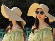 BEIGE - Women Lady Sun Straw Hat Wide Large Brim Floppy Derby Summer Beach Cap by dealonline.co.nz