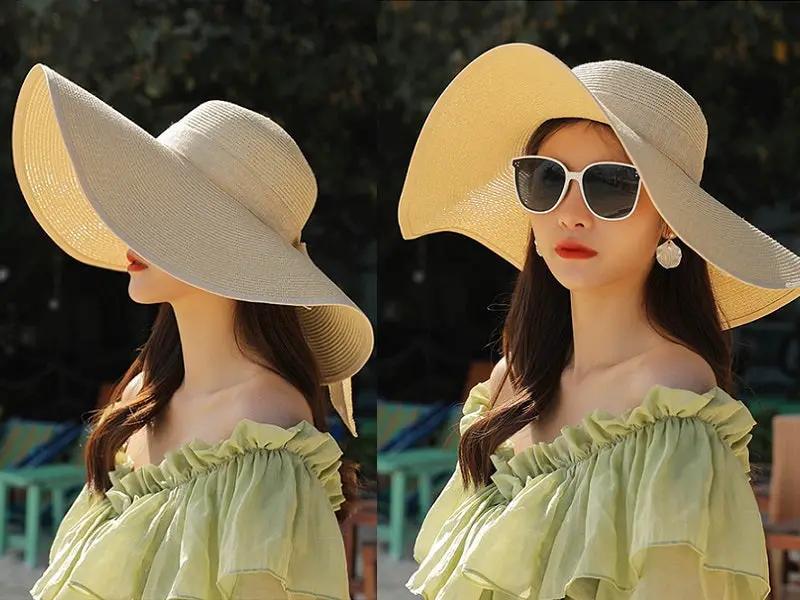 BEIGE - Women Lady Sun Straw Hat Wide Large Brim Floppy Derby Summer Beach Cap by dealonline.co.nz