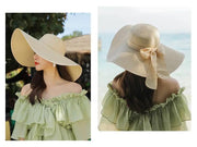 BEIGE - Women Lady Sun Straw Hat Wide Large Brim Floppy Derby Summer Beach Cap by dealonline.co.nz