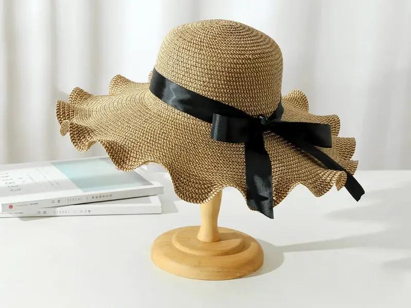 Dark Brown - Women Lady Sun Straw Hat Wide Brim Floppy Derby Summer Beach Cap by dealonline.co.nz