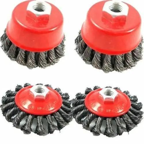 4x Twist Knot Wire Wheel disc & Cup Brush Set Kit for Angle Grinder M14 Crew by salelink.co.nz