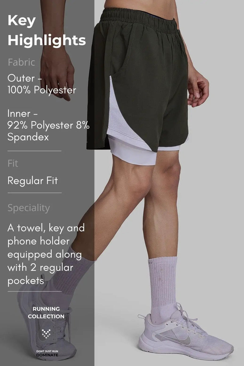 2 in 1 Mesh Shorts Olive by Fuaark Nz
