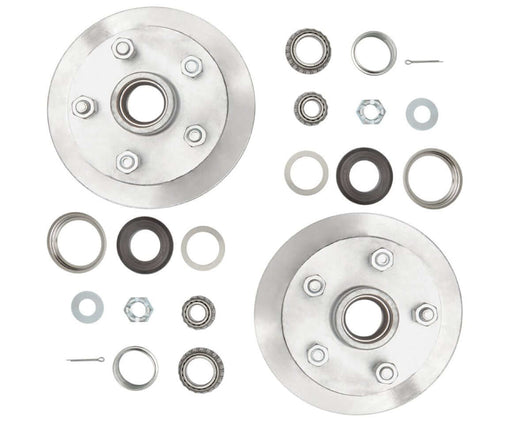 Hub Kit 5X41/2X1/2 SS Disc Braked 1500kg components including bearings and washers.