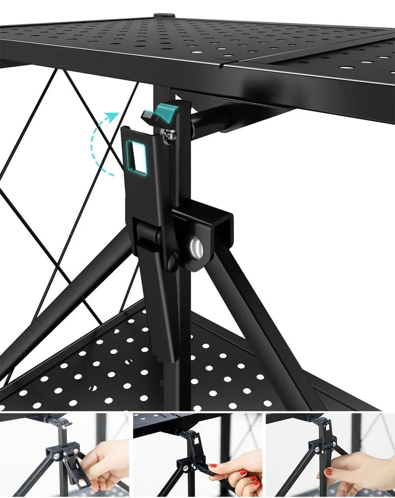 Folding Shelving Rack Black 5-Tier by salelink.co.nz