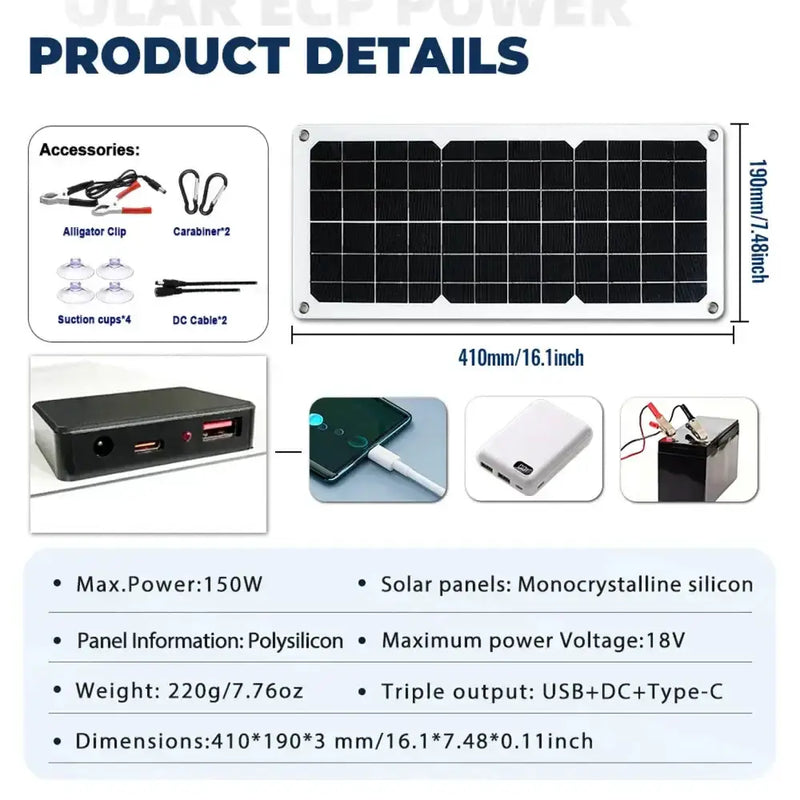 150W Solar Panel Kit with LCD Controller by Habicare