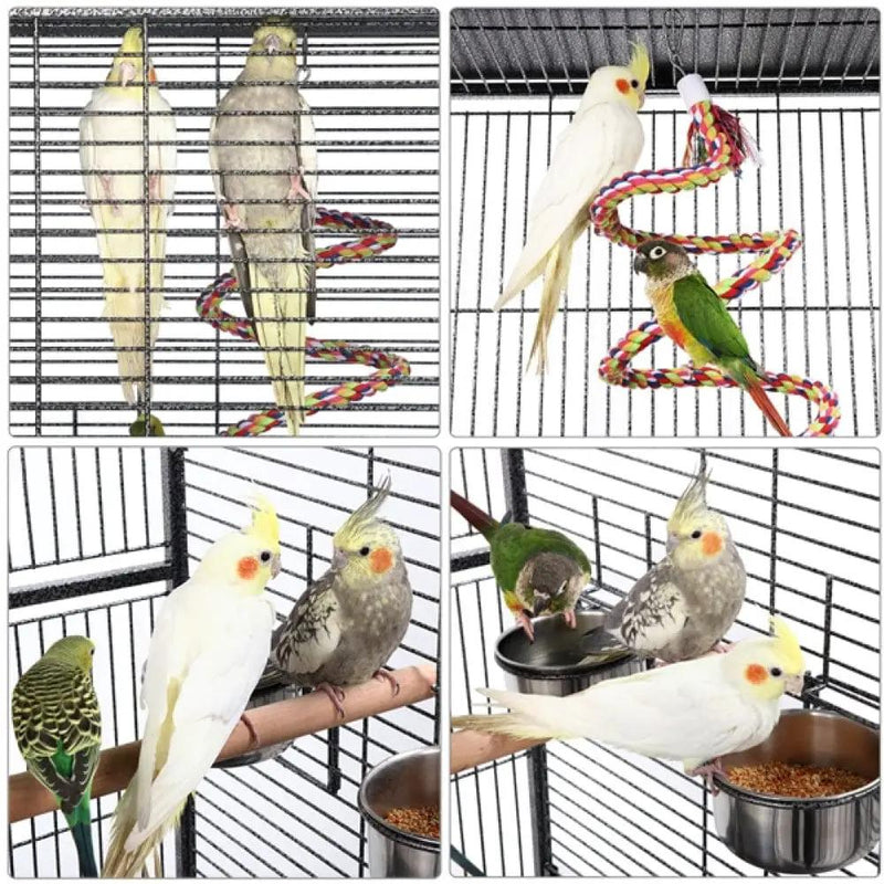 H68.5'' Play Top Parrot Cage Metal Rolling Bird Cage by Yaheetech