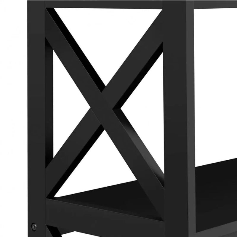 3-Tier Wooden Console Table Sofa Side Table with X-shape by Yaheetech