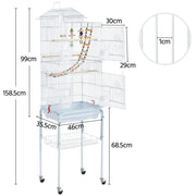 Rolling Metal Bird Cage with Detachable Stand Toys Included by Yaheetech
