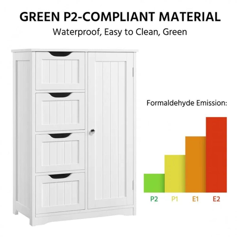 Large Wooden Bathroom Storage Cabinet Freestanding Floor Cabinet by Yaheetech