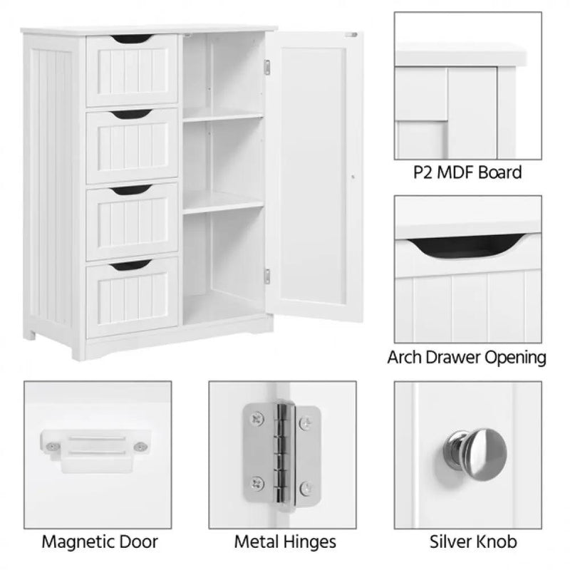 Large Wooden Bathroom Floor Cabinet by Yaheetech