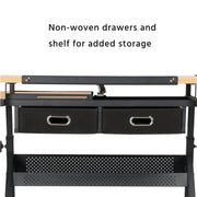 Drafting Table & Stool Set with Adjustable Table Angles & Heights All-in-One by Yaheetech