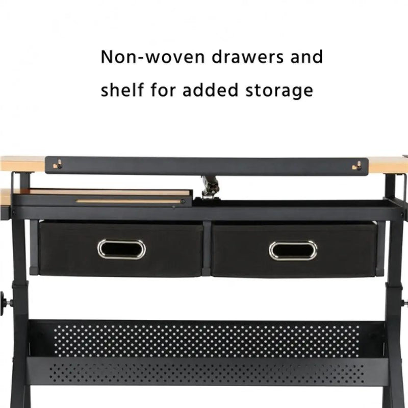 Drafting Table & Stool Set with Adjustable Table Angles & Heights All-in-One by Yaheetech