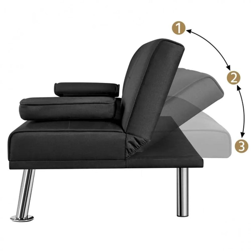 Fabric Upholstered Convertible Futon Sofa Bed by Yaheetech