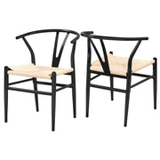 2pcs Modern Chair Y-Shaped Backrest Mid-Century Metal Dining Chair by Yaheetech