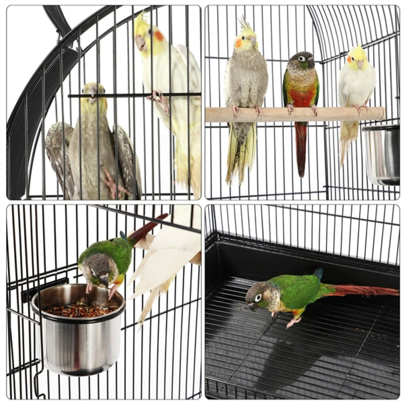 Open Top Metal Bird Cage Rolling Parrot Cage by Yaheetech