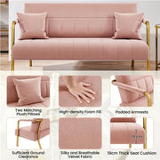 Upholstered Sofa Couch with Gold-tone Metal Arms and Legs by Yaheetech