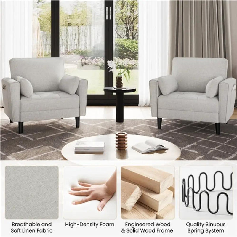 Tufted Oversized Armchair Comfy Fabric Accent Chair Single Sofa by Yaheetech