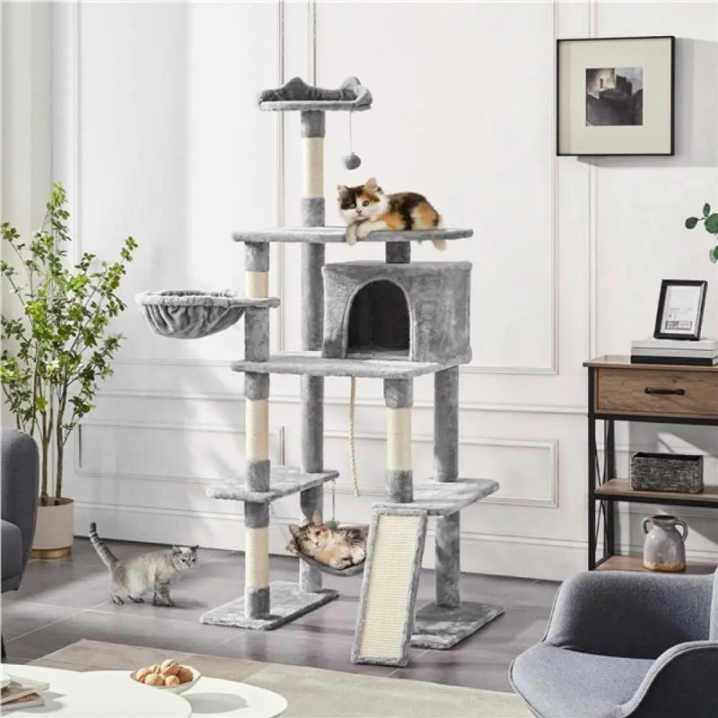 70″ Tall Multilevel Cat Tree Large Cat Tower with Condo & Perch & Basket by Yaheetech