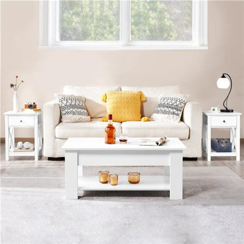 Pack of 2 Improved Quality Wood X Shape Bedside End Table Storage Cabinet Night Stand by Yaheetech