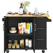 Kitchen Cart Kithen Trolley with Wood Top and Drop Leaf Breakfast Bar by Yaheetech