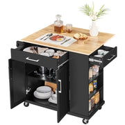 Kitchen Island Kitchen Trolley on Wheels with Drawers & Cabinet by Yaheetech