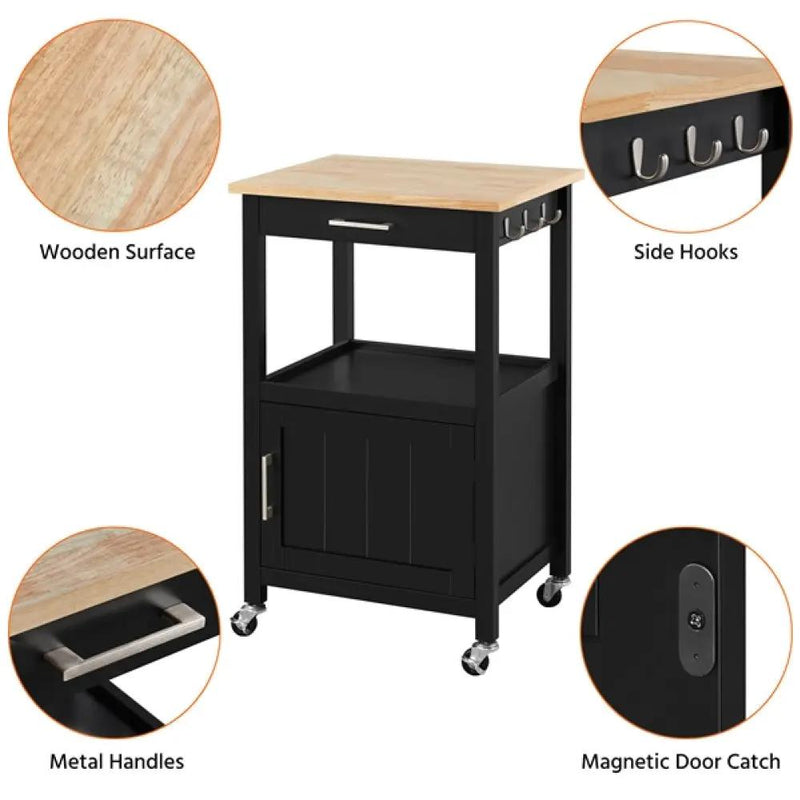 Rolling Kitchen Cart Kitchen Trolley for Dining Room by Yaheetech