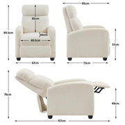Upholstered Recliner Boucle Recliner Sofa Adjustable Modern Single Reclining Chair by Yaheetech