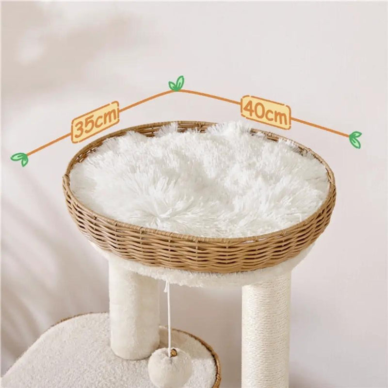 36″ Tall Rattan Cat Tree Cat House Cat Tower by Yaheetech