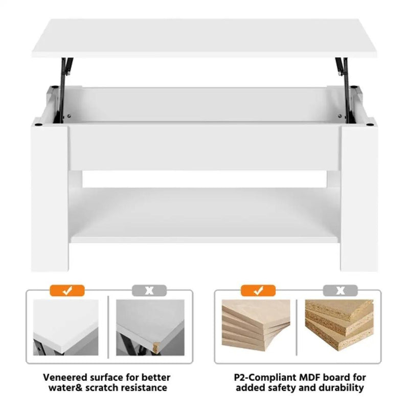 Space-saving Lift Top Coffee Table w/ Hidden Compartment & Open Shelf by Yaheetech