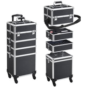 5-In-1 Professional Aluminum Rolling Cosmetic Makeup Train Cases Trolley by Yaheetech