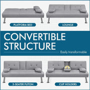Fabric Upholstered Convertible Futon Sofa Bed by Yaheetech