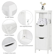 White Bathroom Cabinet 2 Hideaway Drawers 1 Shelf by Yaheetech