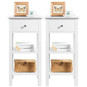 Narrow Bedside Table Nightstand with 1 Drawer 2 Shelves by Yaheetech
